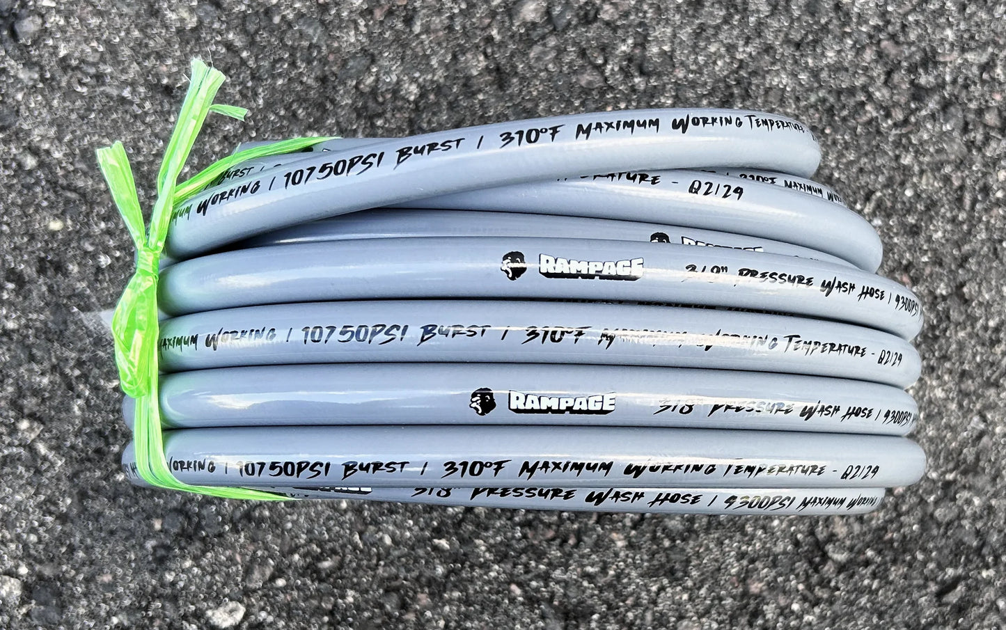 RAMPAGE 🦍  Smooth/Non Marking Gray 3/8" Single Wire 4300 PSI High Pressure Hose